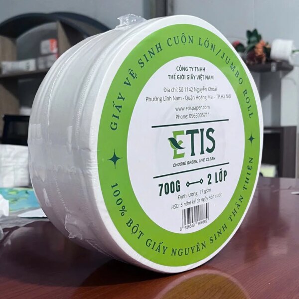 Giấy vệ sinh cuộn lớn ETIS 2 lớp – 500g đến 900g, giá sỉ