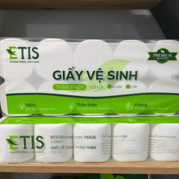 Giấy vệ sinh ETISS 2 lớp 10 cuộn không lõi - Đồng Tâm Paper